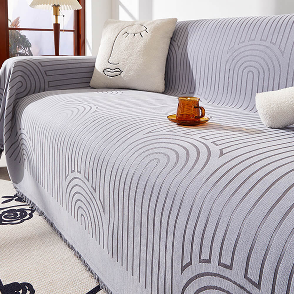 Motif de arco minimalista Tapa de sofá Chenille resistente a los arañazos