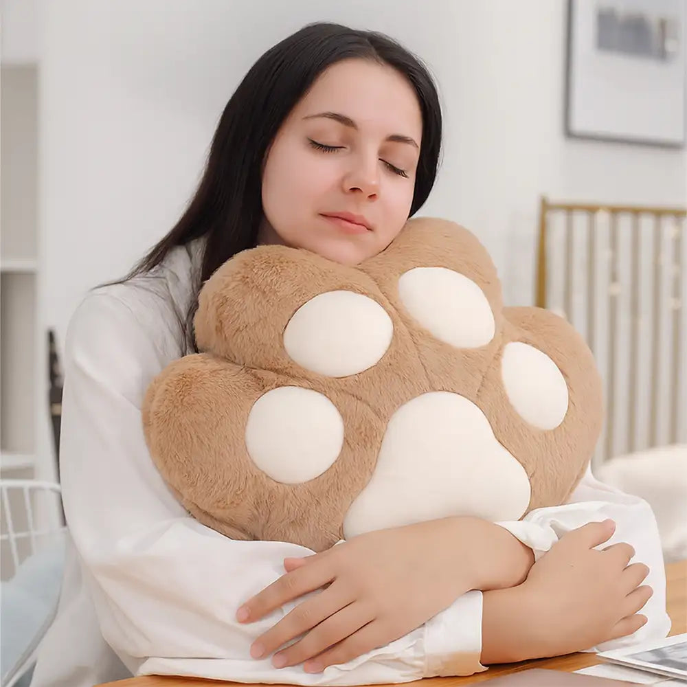 Conjunto de almohada multifuncional en forma de pata de gato y manta de felpa corta suave
