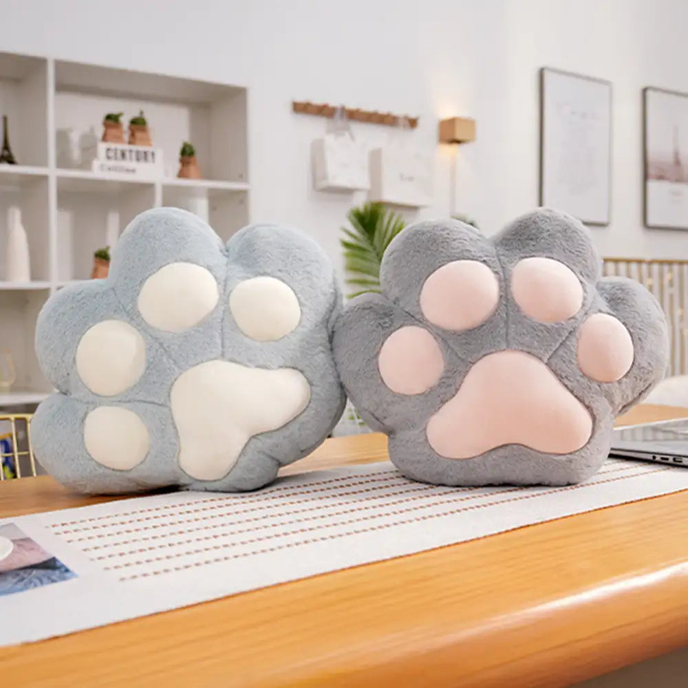 Conjunto de almohada multifuncional en forma de pata de gato y manta de felpa corta suave