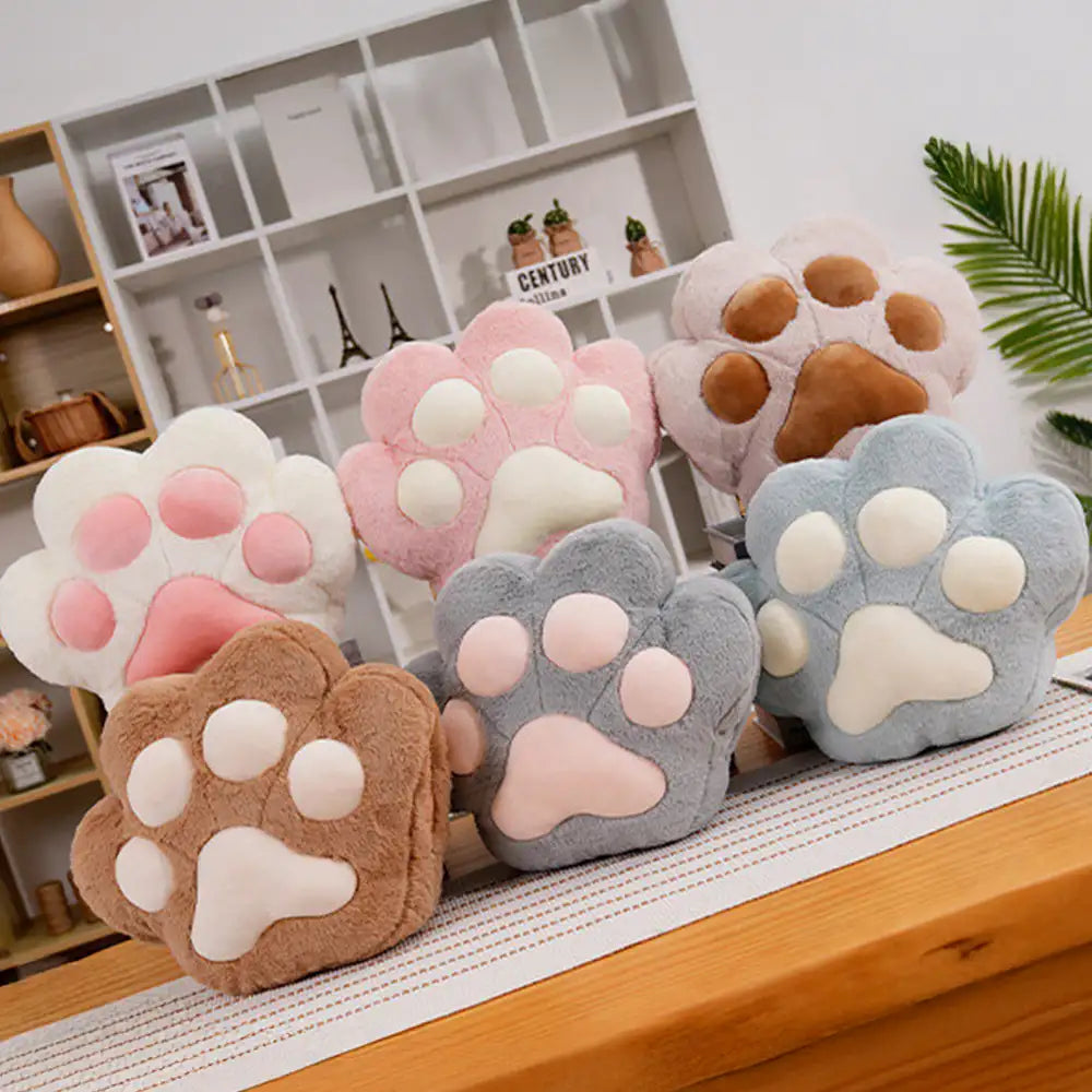 Conjunto de almohada multifuncional en forma de pata de gato y manta de felpa corta suave