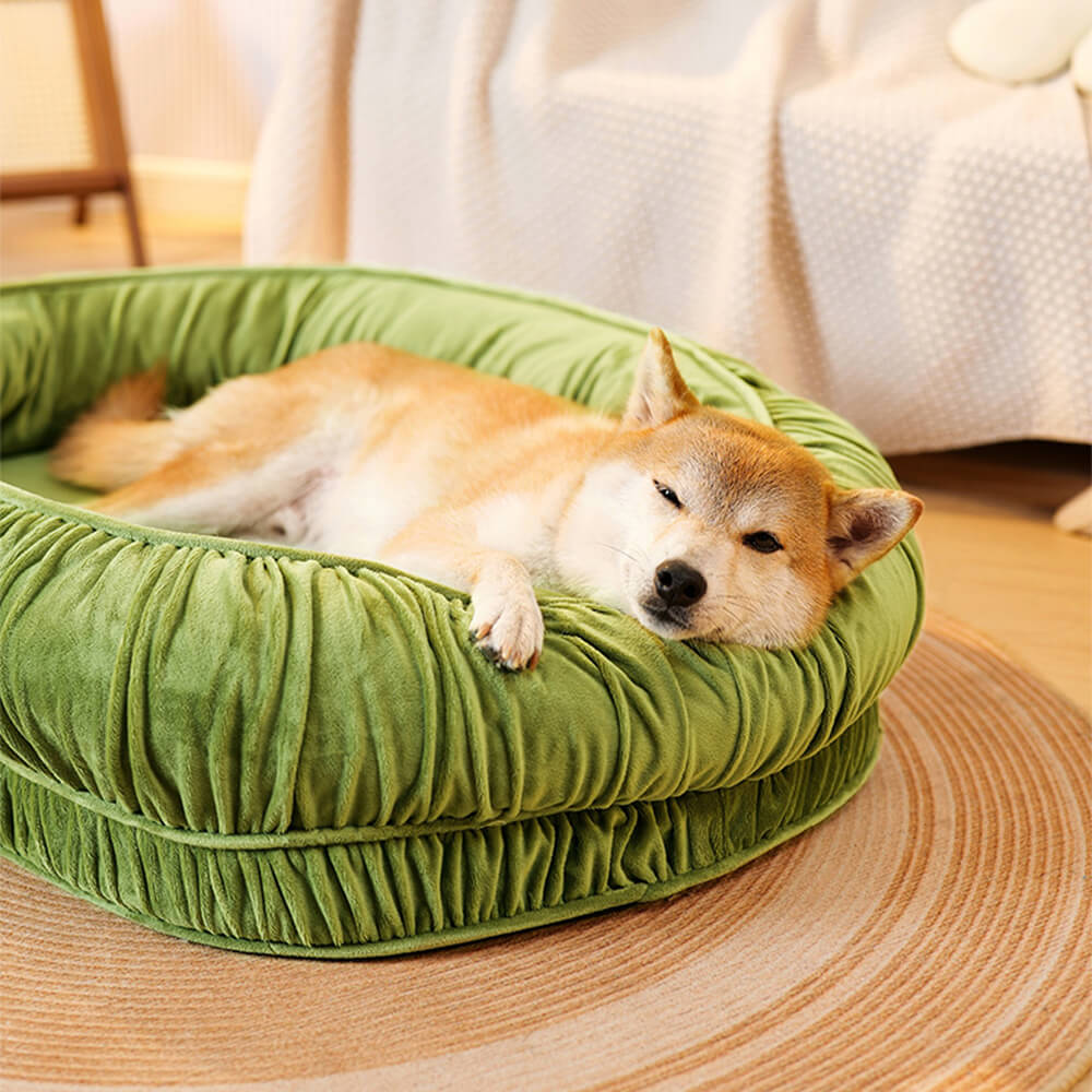 Cama desmontable para perros y gatos con soporte ortopédico ovalado y acogedora