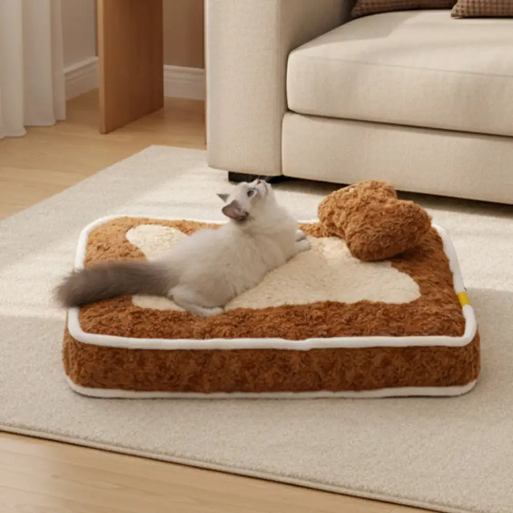 Plush Color-Blocked Creative Bolster Pet Bed