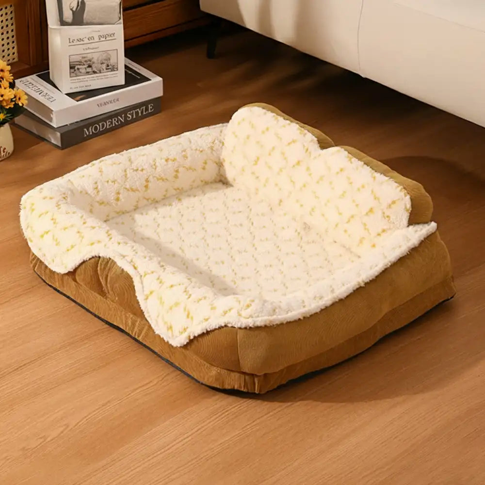 Plush Contrast Jacquard Neck Support Fashion Pet Bed
