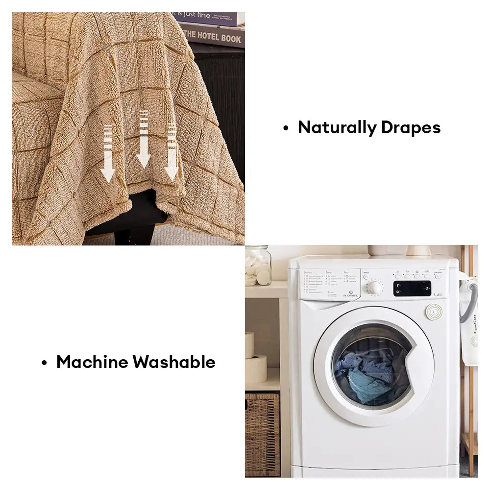 Plush Quilted Classic Checkered Comfortable Thickened Couch Cover