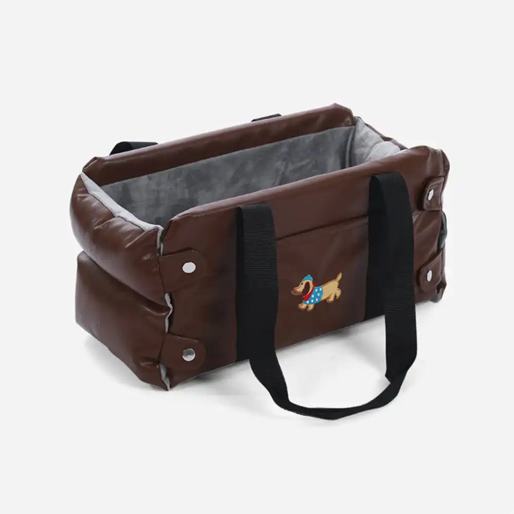 Asiento de perro para automóvil de consola central impermeable de imitación de cuero portátil para viajar