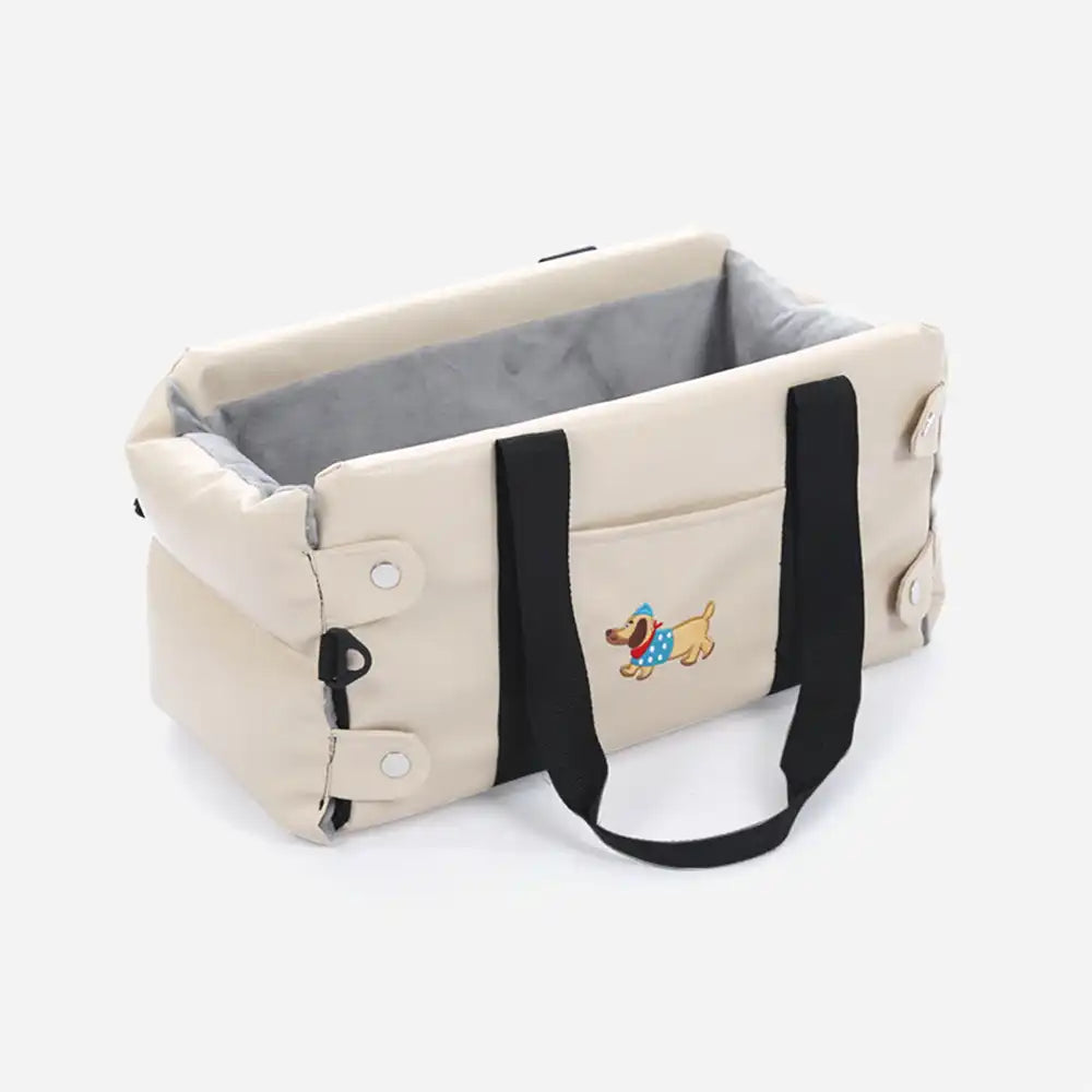 Asiento de perro para automóvil de consola central impermeable de imitación de cuero portátil para viajar