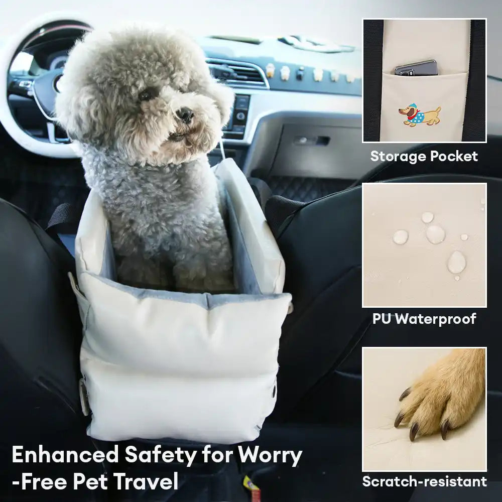 Asiento de perro para automóvil de consola central impermeable de imitación de cuero portátil para viajar