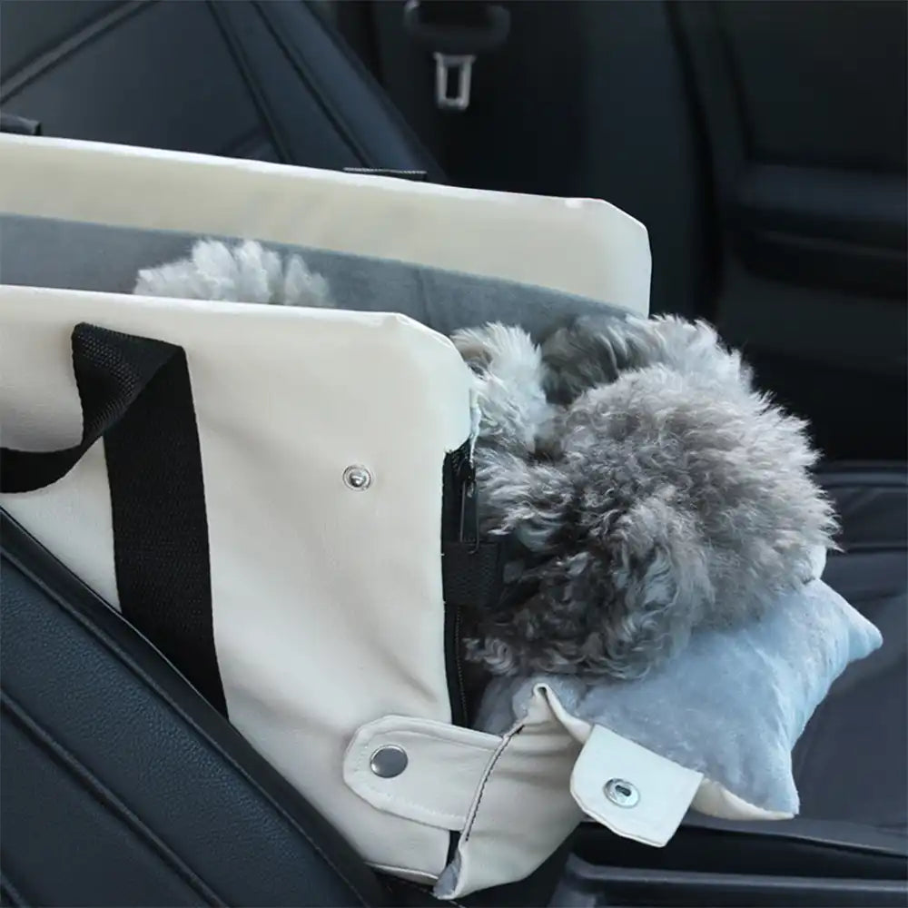 Asiento de perro para automóvil de consola central impermeable de imitación de cuero portátil para viajar