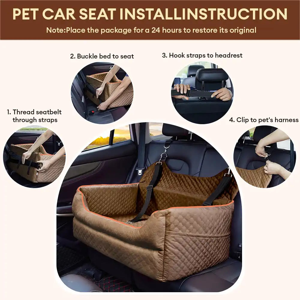 Seguridad de viaje lavable portátil Cama de asiento de refuerzo para perros grandes para asiento trasero