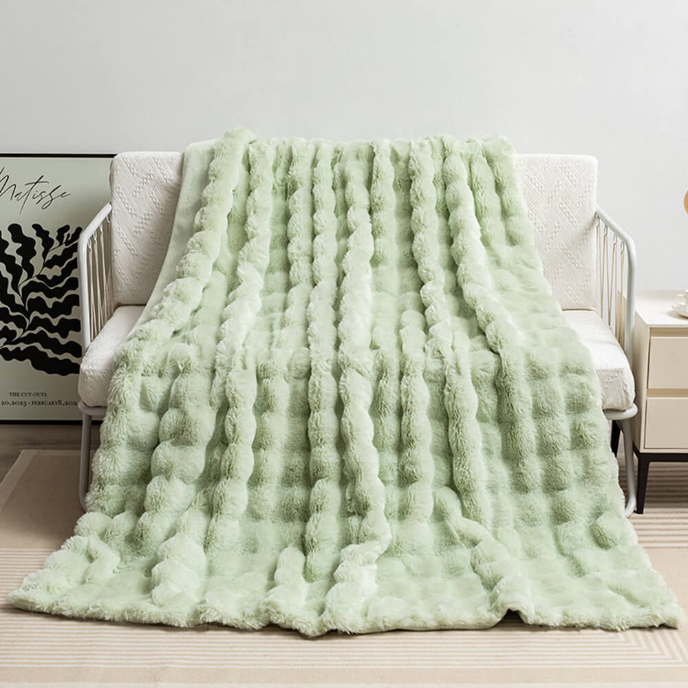 Couverture en fausse fourrure de lapin épaisse à double couche de qualité supérieure
