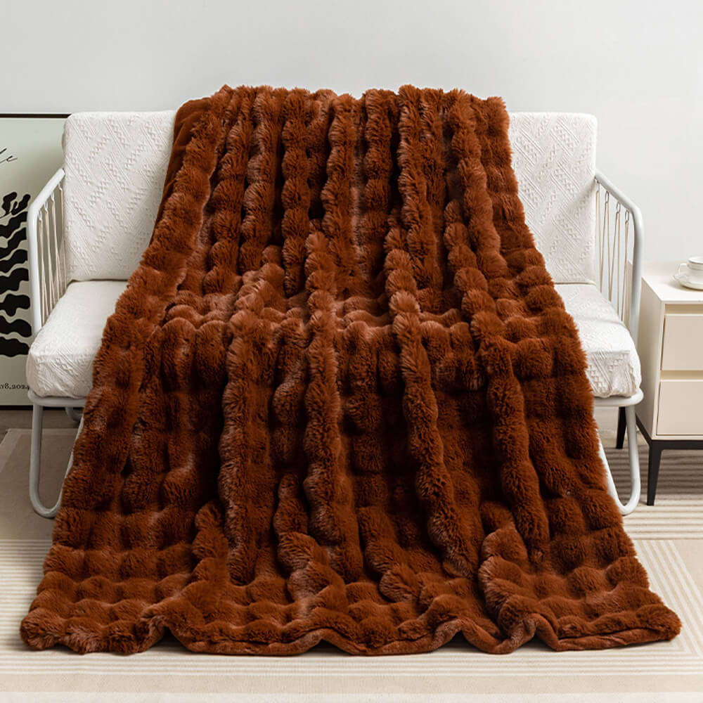 Couverture en fausse fourrure de lapin épaisse à double couche de qualité supérieure