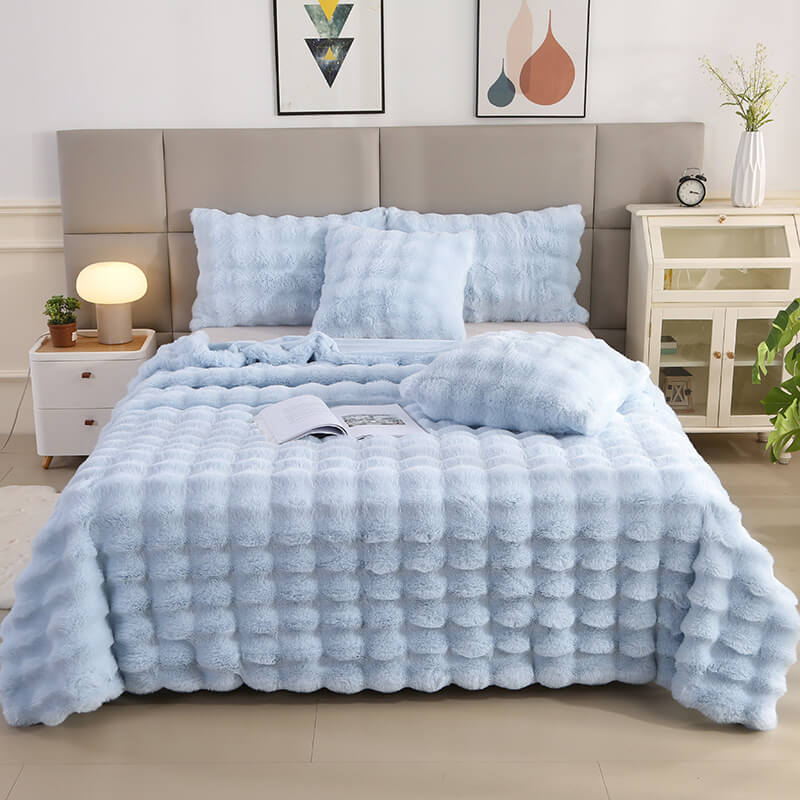 Couverture en fausse fourrure de lapin épaisse à double couche de qualité supérieure