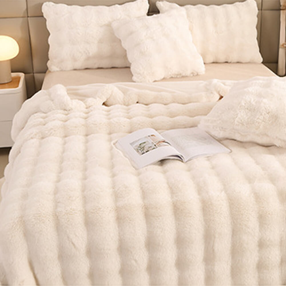 Couverture en fausse fourrure de lapin épaisse à double couche de qualité supérieure