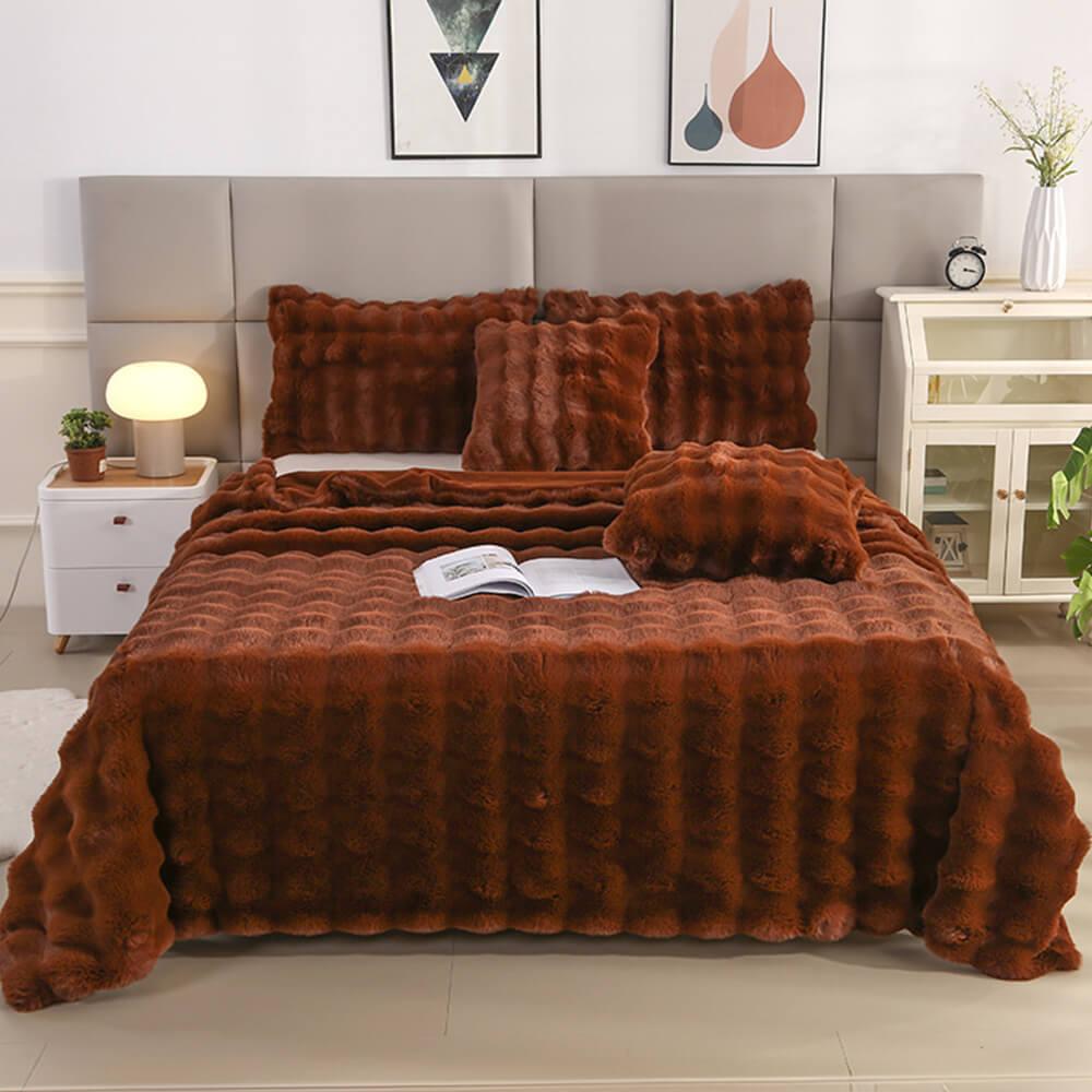 Couverture en fausse fourrure de lapin épaisse à double couche de qualité supérieure