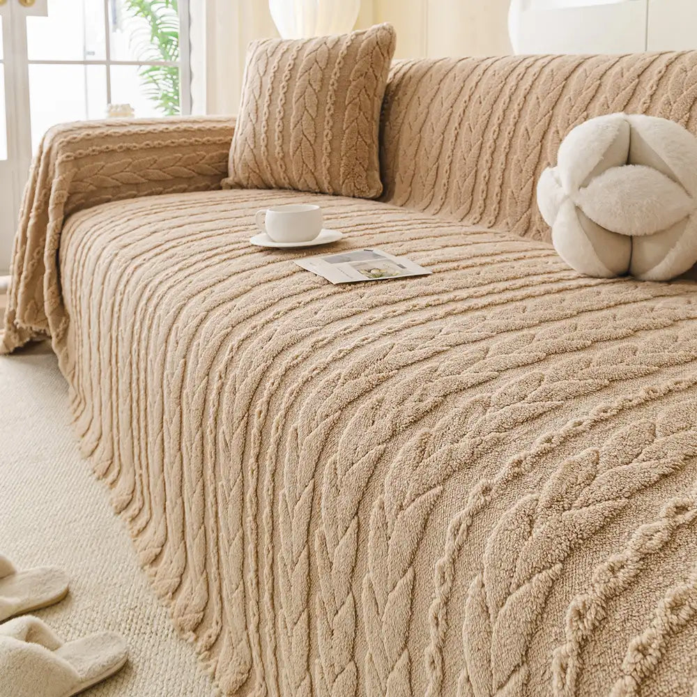 Simple Thickened Soft Fleece Fabric Sofa Protection Couch Cover