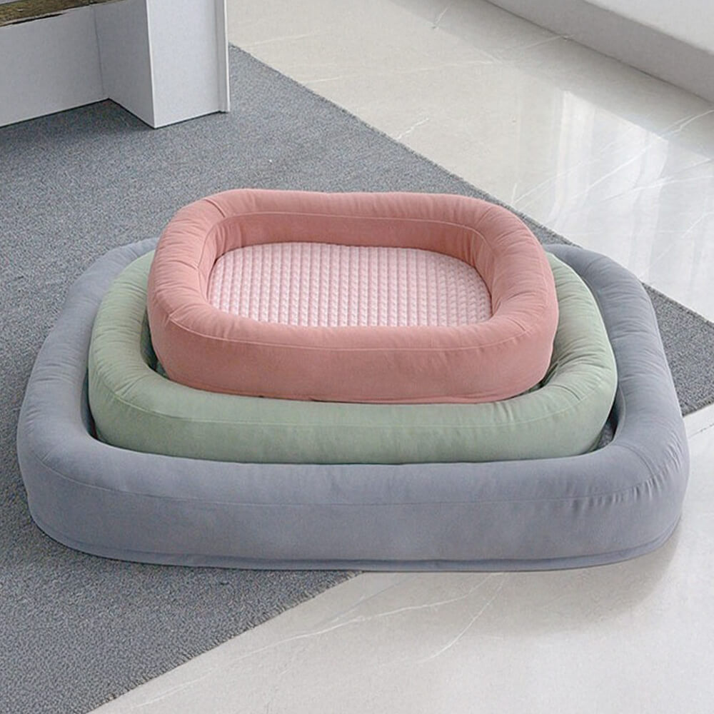Cama para perros ovalada de temporada toda, reversible, lavable y de enfriamiento suave