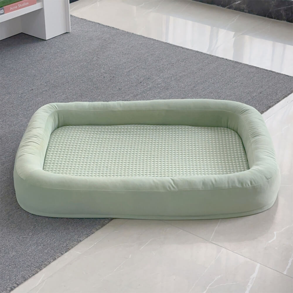Cama para perros ovalada de temporada toda, reversible, lavable y de enfriamiento suave
