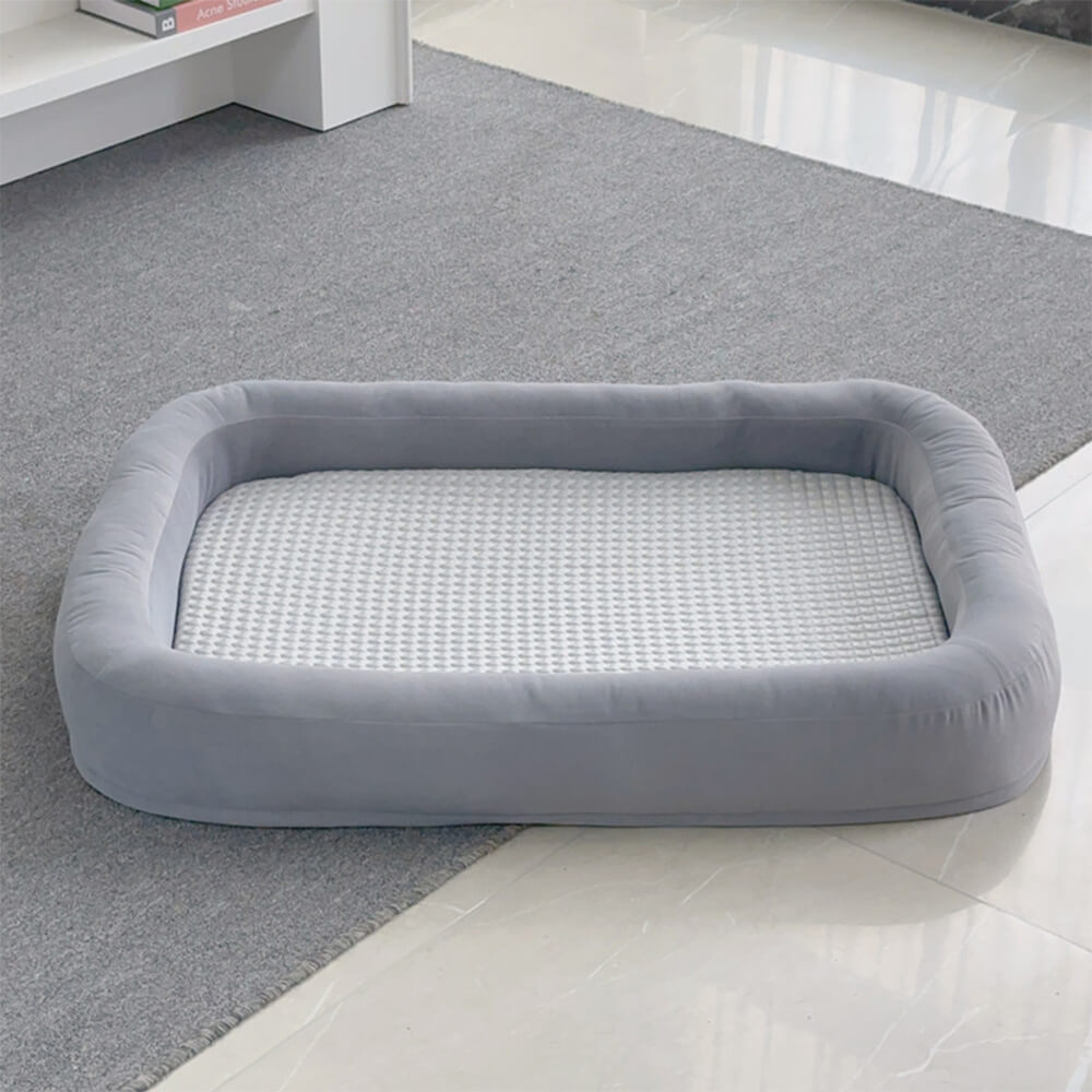 Cama para perros ovalada de temporada toda, reversible, lavable y de enfriamiento suave