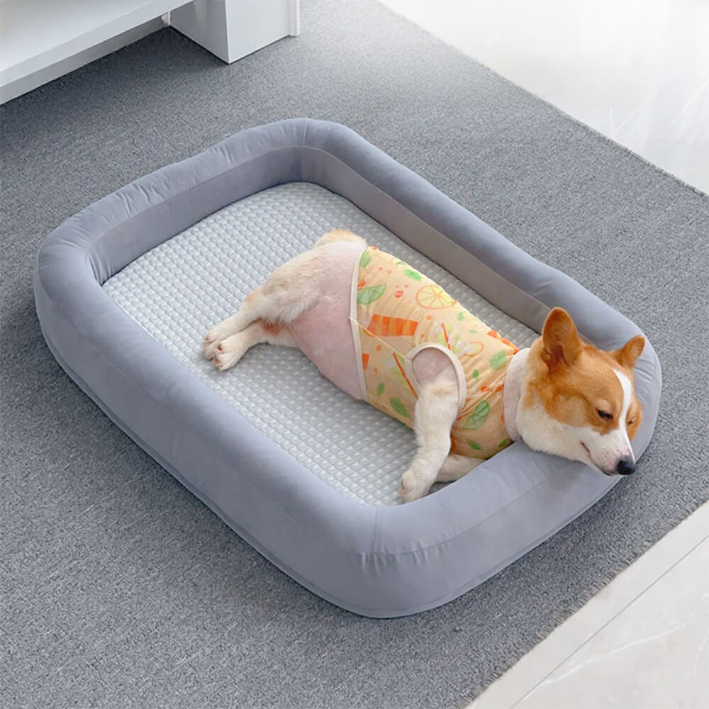 Cama para perros ovalada de temporada toda, reversible, lavable y de enfriamiento suave