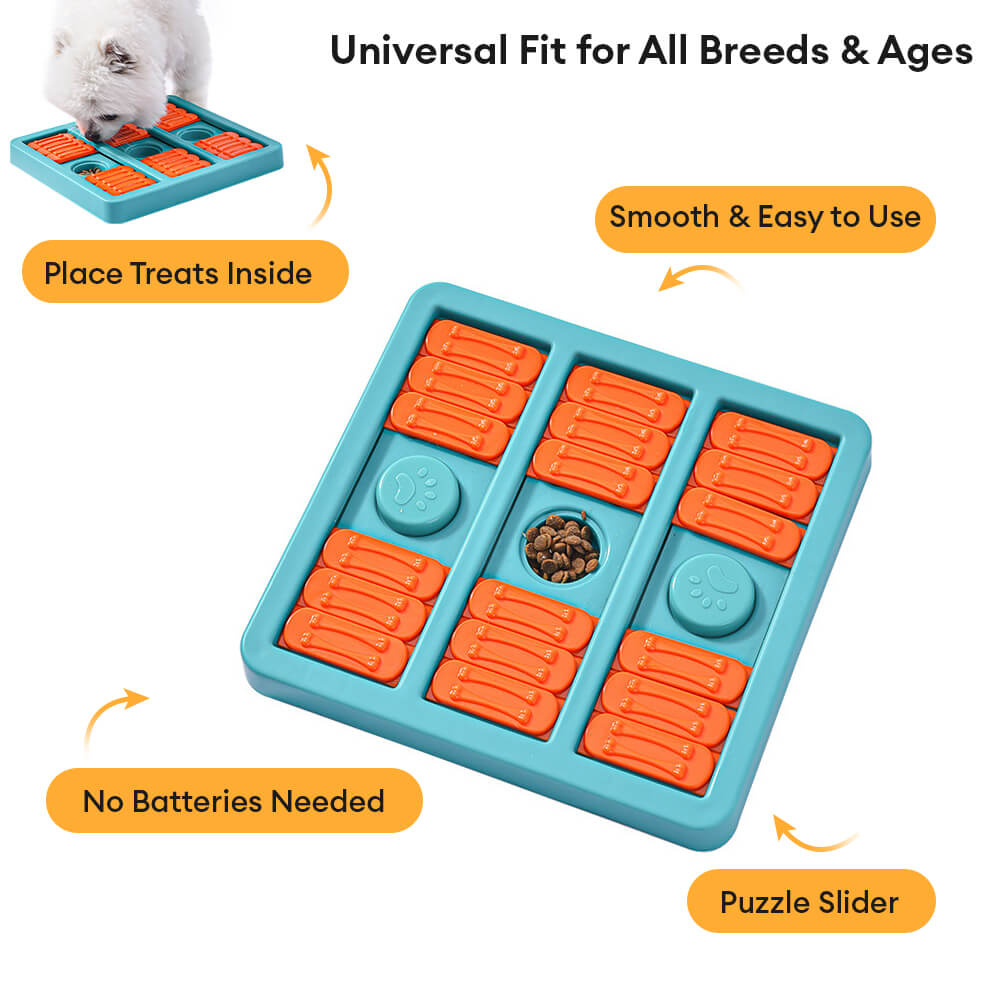 Juguete puzzle para perros de alimentación lenta interactivo en forma de cuadrado
