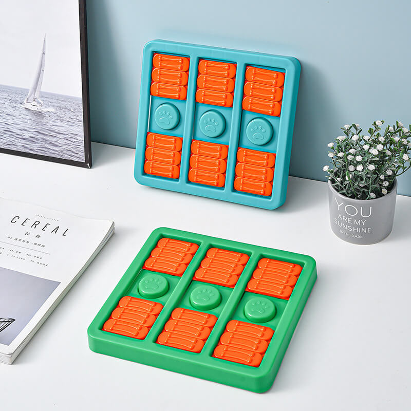 Juguete puzzle para perros de alimentación lenta interactivo en forma de cuadrado