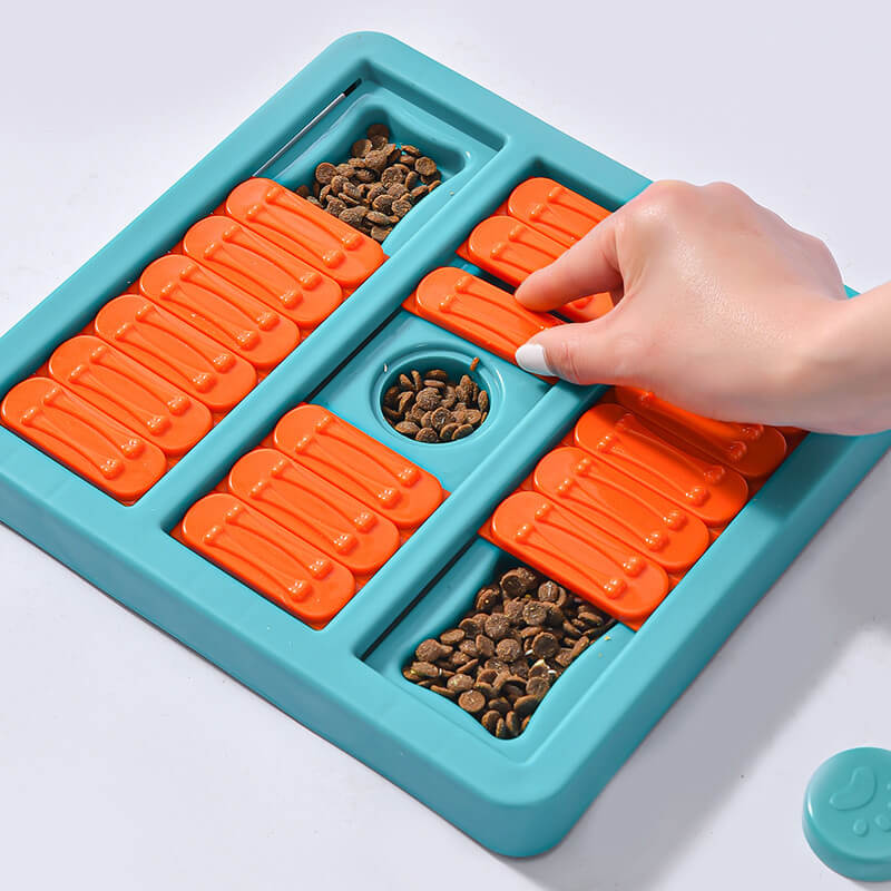 Juguete puzzle para perros de alimentación lenta interactivo en forma de cuadrado