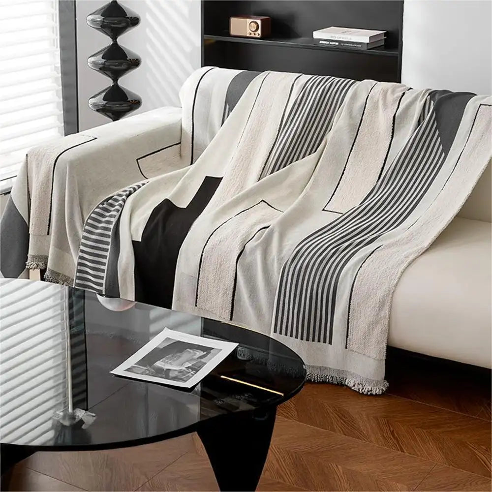 Protector de sofá multifuncional de chenilla resistente a los rasguños de arte Stripe