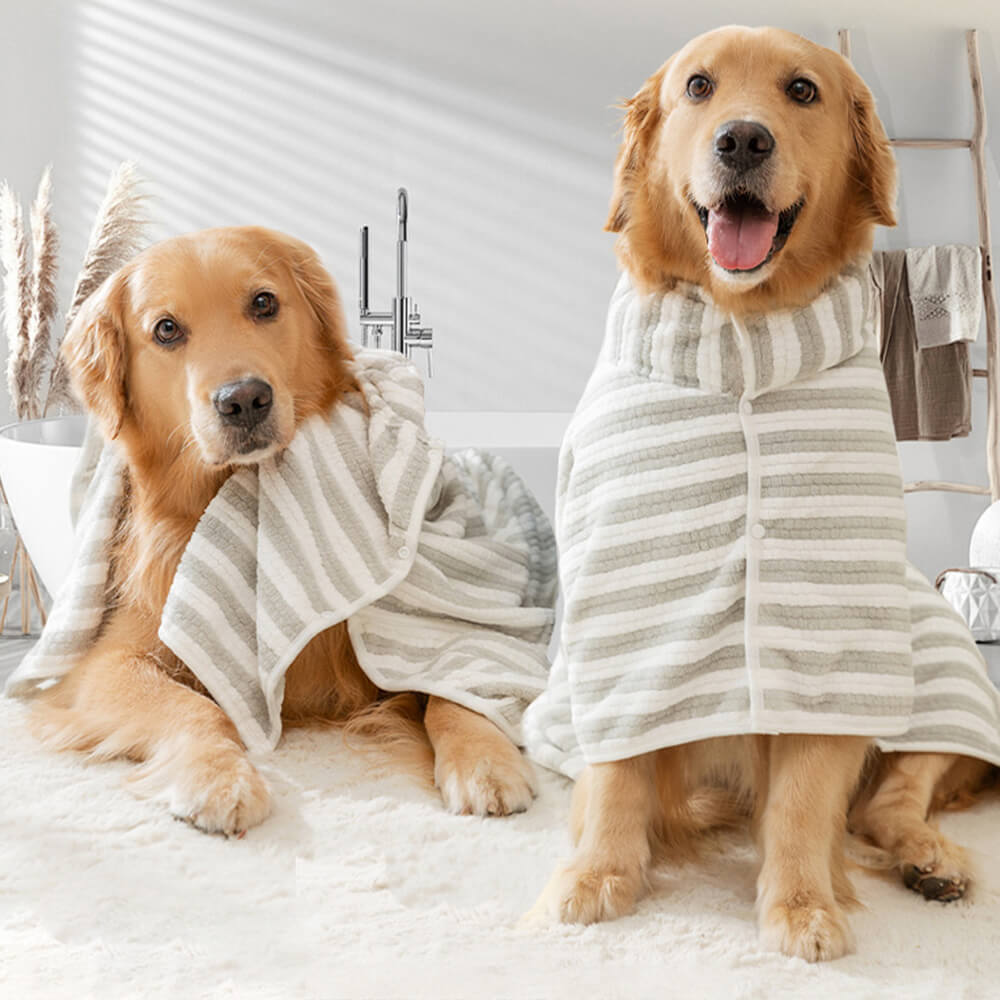 Albornoz para perros de rayas, absorbente, grueso, grande, multiusos y agradable para la piel