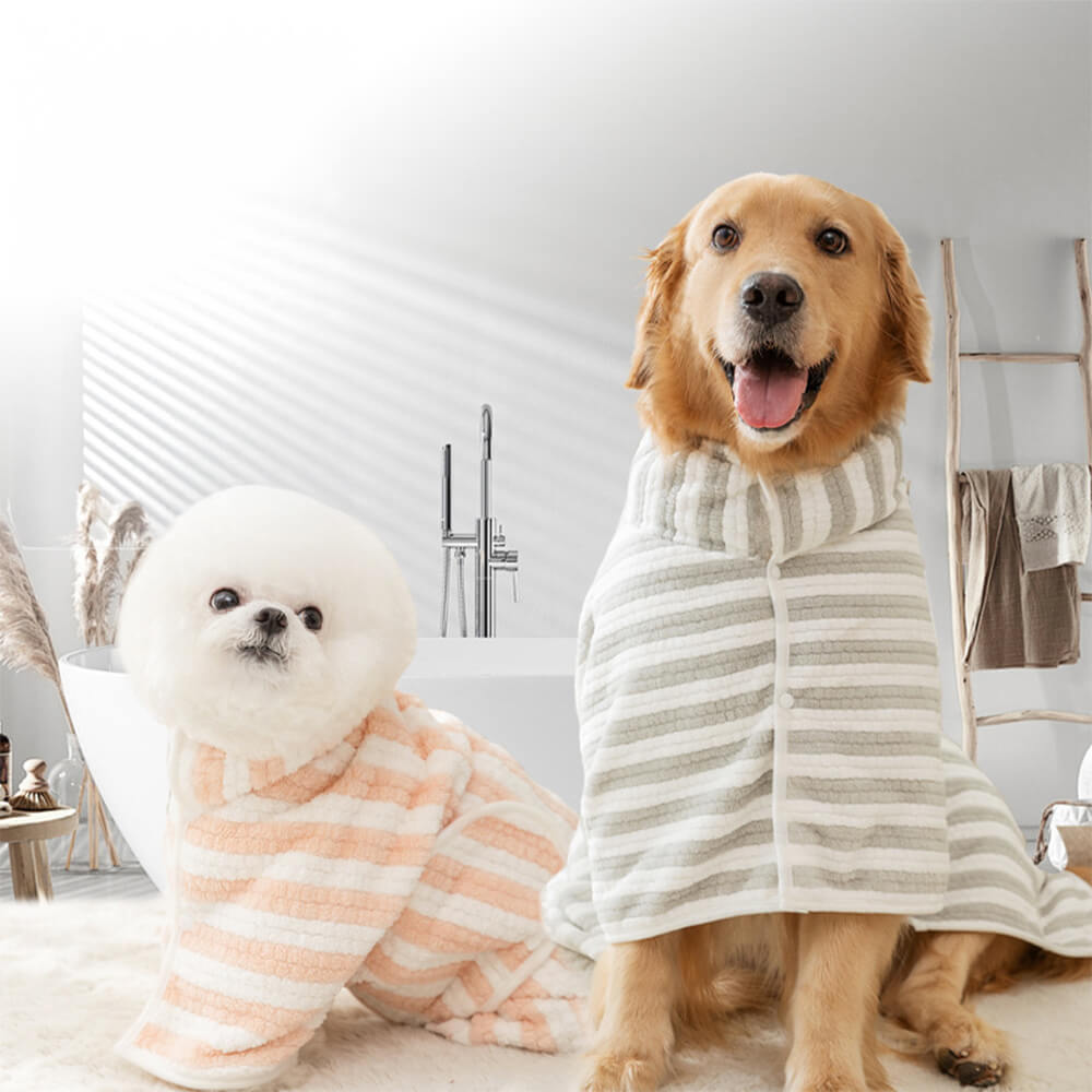 Albornoz para perros de rayas, absorbente, grueso, grande, multiusos y agradable para la piel