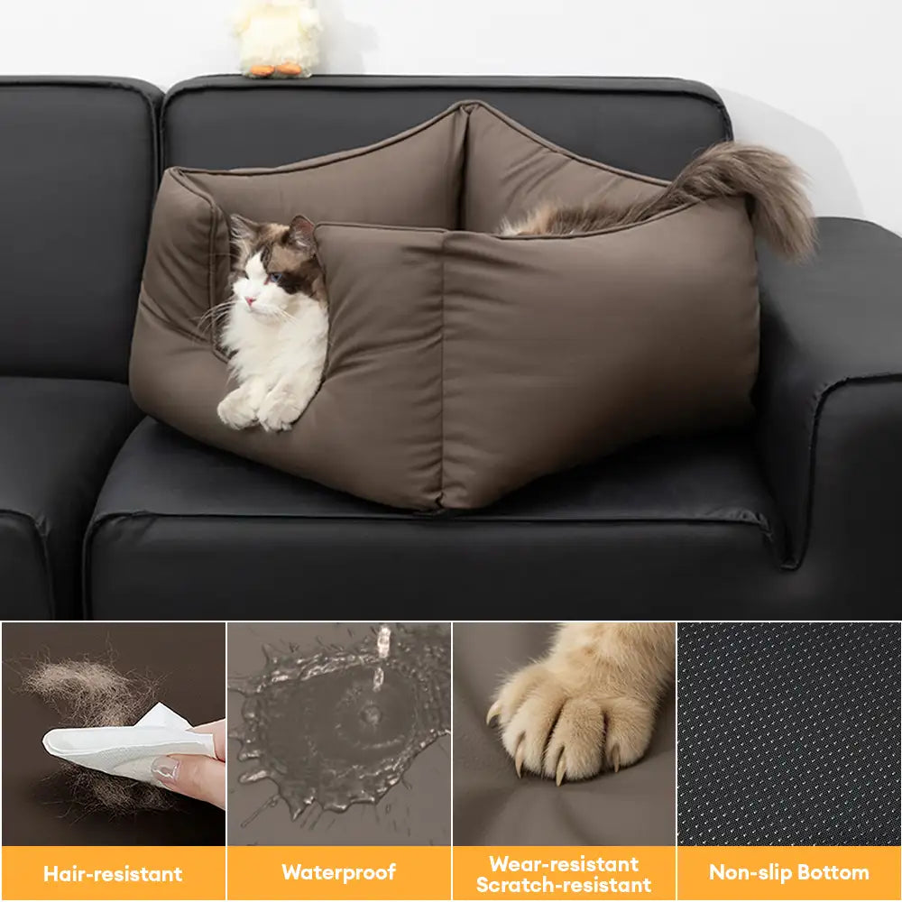 Cama para perros de tela tecnológica cuadrada, calmante, impermeable y resistente a los rasguños