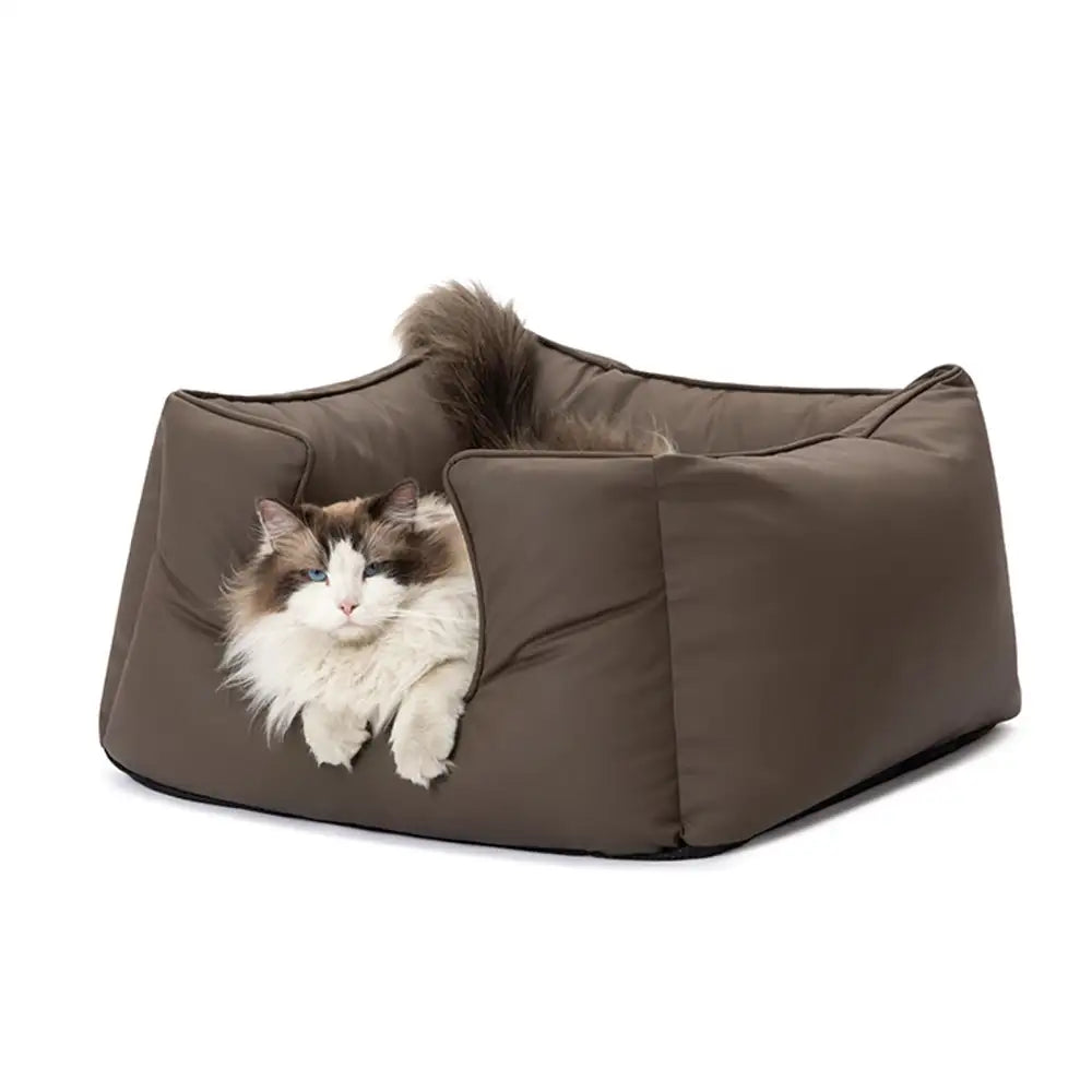 Cama para perros de tela tecnológica cuadrada, calmante, impermeable y resistente a los rasguños