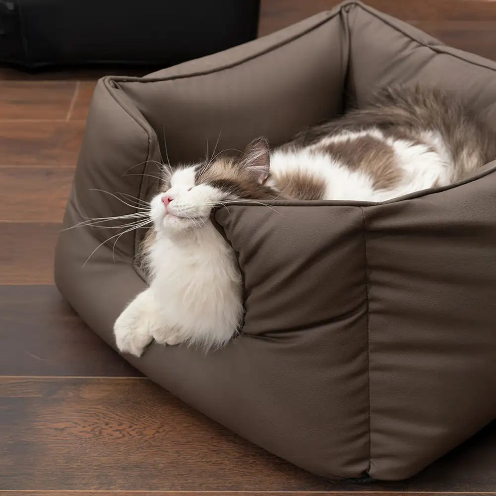 Cama para perros de tela tecnológica cuadrada, calmante, impermeable y resistente a los rasguños
