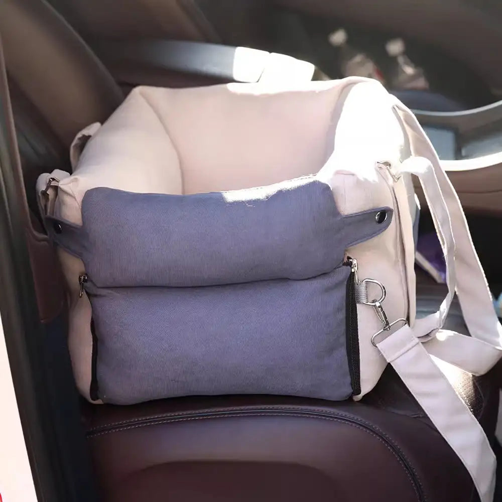 Bolsa de viaje de doble propósito con forro grueso para centro de consola y asiento para perro en el coche