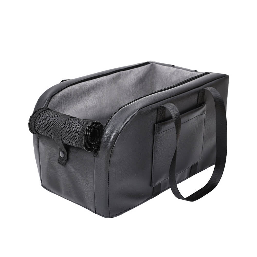 Asiento de coche para perros pequeño desmontable y elevado con consola central para viajes seguros