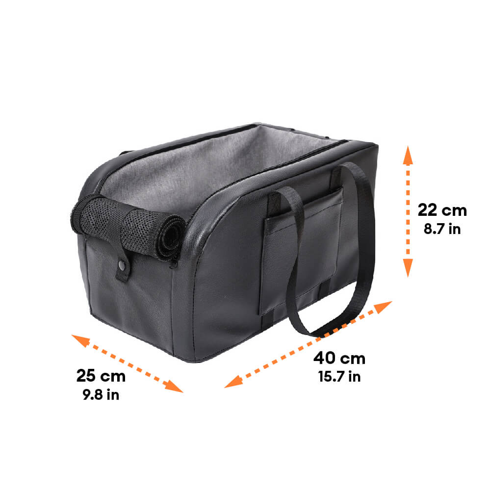 Asiento de coche para perros pequeño desmontable y elevado con consola central para viajes seguros