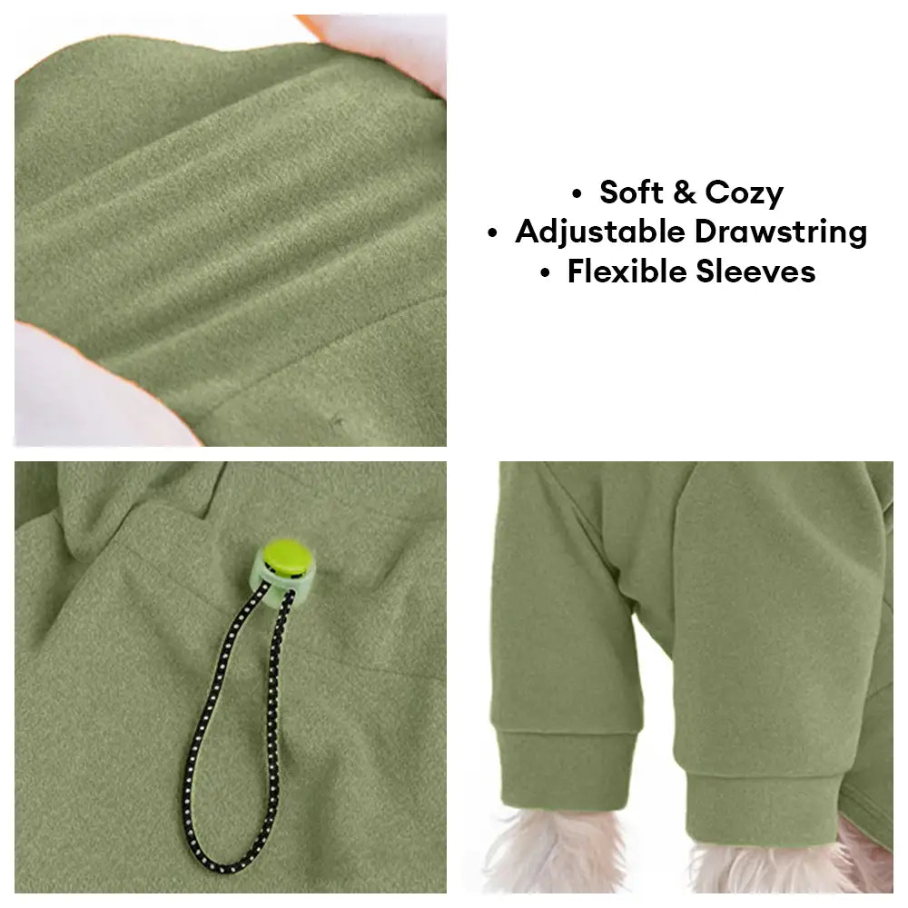 Warm Soft Fleece High-Neck Four-Legged Dog Jumpsuit with Adjustable Waist