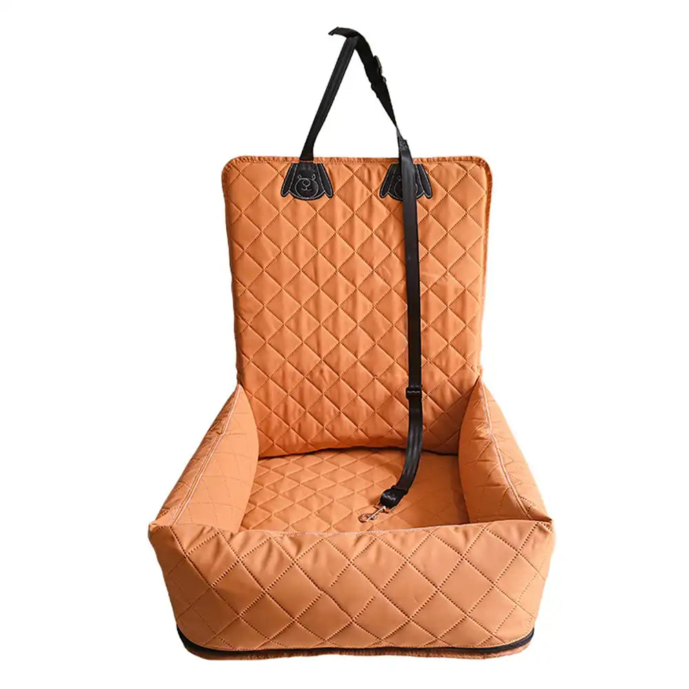Asiento de Coche para Perros de Viaje con Cama de Cuero PU Repelente al Agua y Resistente a Rasguños