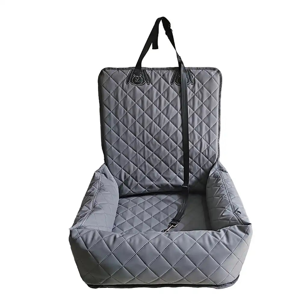 Asiento de Coche para Perros de Viaje con Cama de Cuero PU Repelente al Agua y Resistente a Rasguños