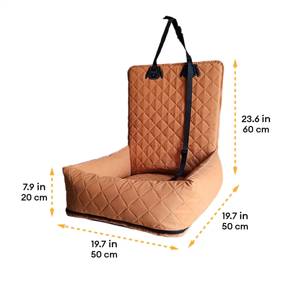 Asiento de Coche para Perros de Viaje con Cama de Cuero PU Repelente al Agua y Resistente a Rasguños