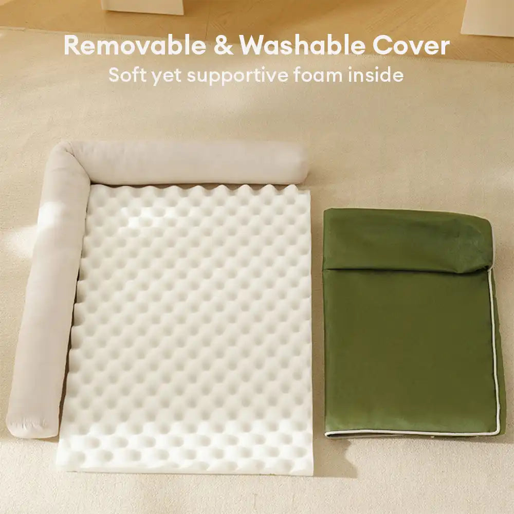 Cama ortopédica de espuma de huevo impermeable con lados elevados L para perros grandes