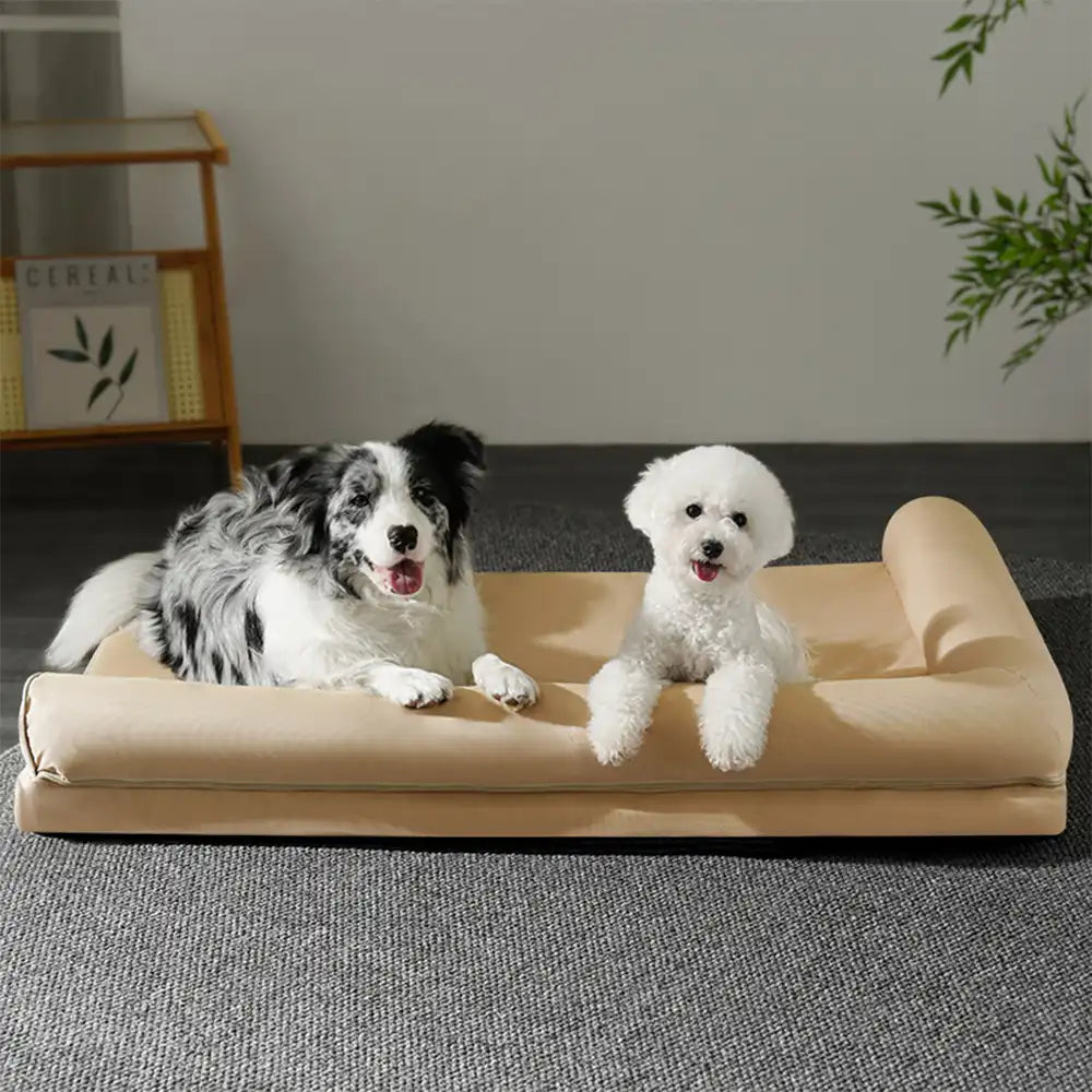 Cama ortopédica de espuma de huevo impermeable con lados elevados L para perros grandes