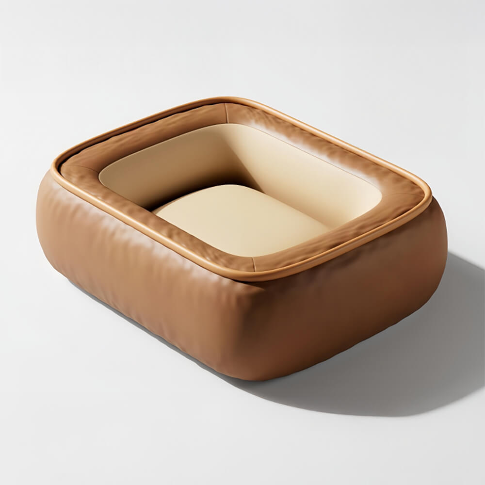Cama para perros impermeable, de cuero PU antideslizante, resistente a rasguños y de soporte completo