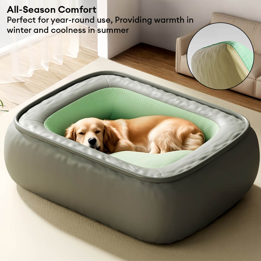Cama para perros impermeable, de cuero PU antideslizante, resistente a rasguños y de soporte completo