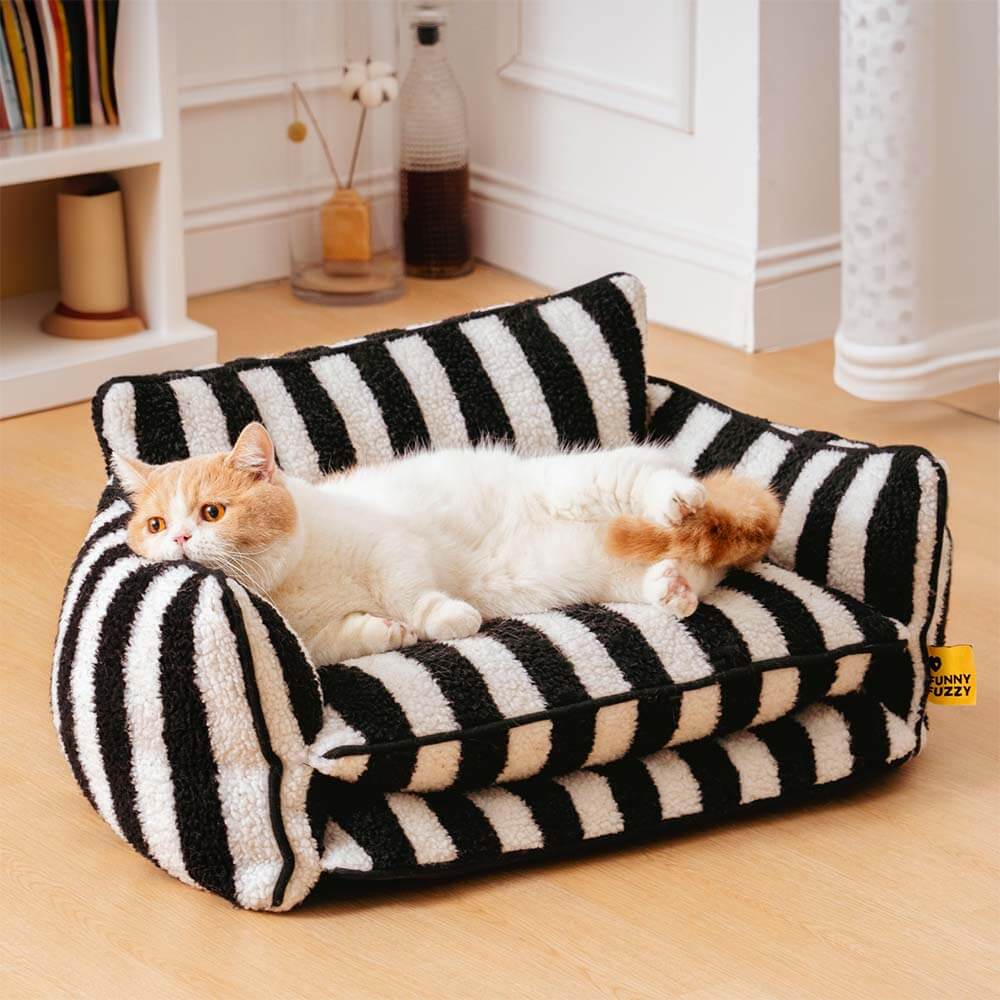 Cama de gato de doble capa de falso a rayas de moda