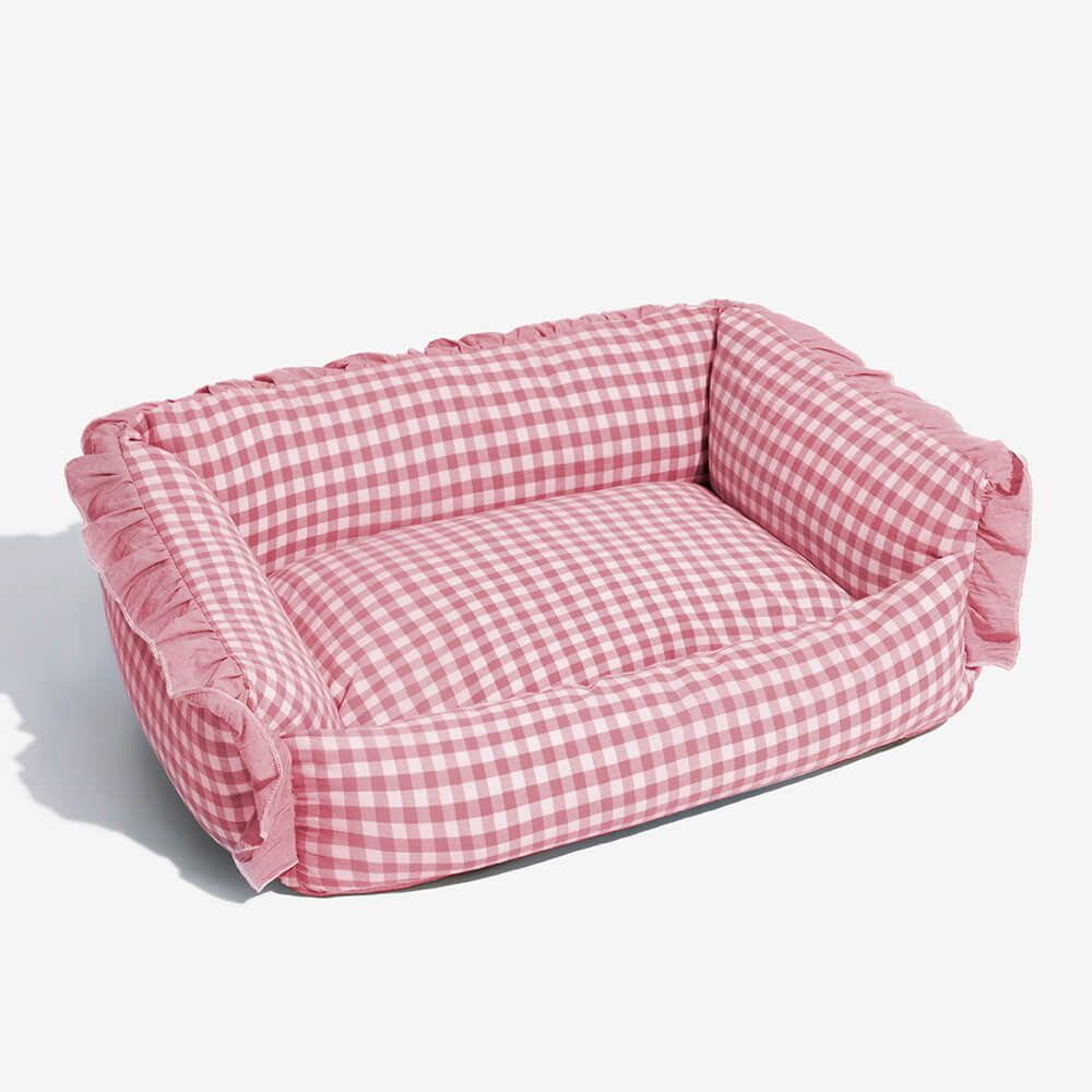 Cama de perros calientes y gatos calientes de flaute a cuadros de moda