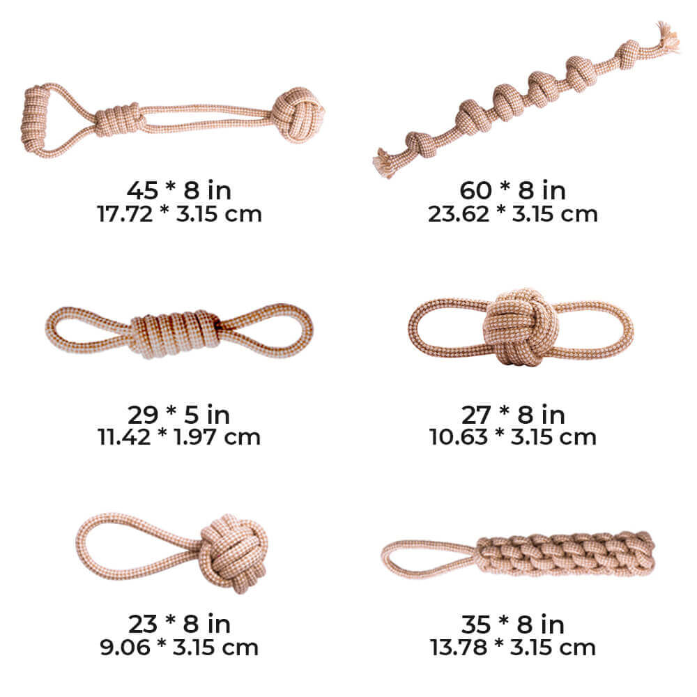 Juego de juguetes de cuerda de algodón y lino para limpiar los dientes, juguete interactivo para masticar para perros