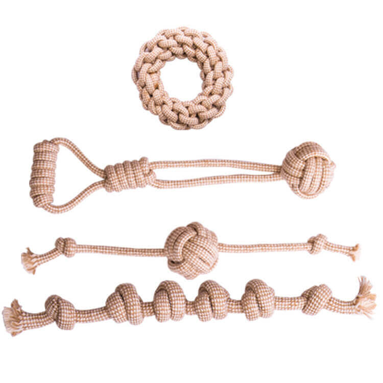 Ensemble de jouets en corde de coton et lin, nettoyage des dents, jouet interactif à mâcher pour chien