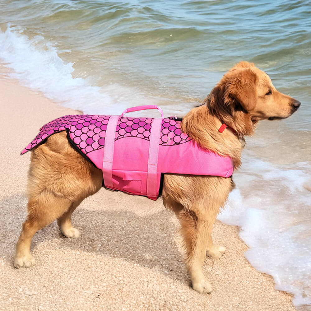 Chaleco salvavidas para perro de estilo sirena y tiburón, ajuste seguro