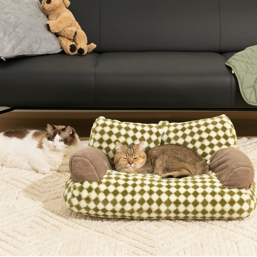 Cama de sofá de gato de diamantes de ocio vintage