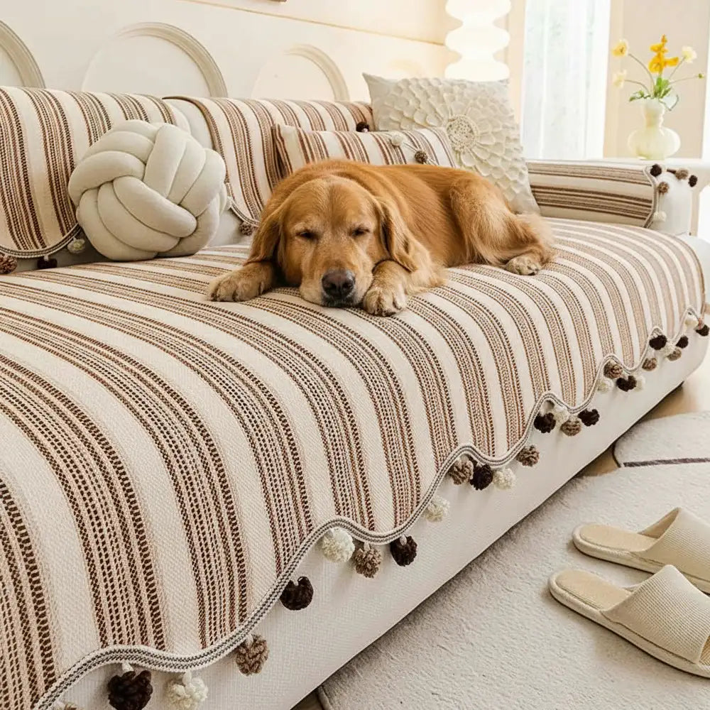 Chenille Art Corrugated Breatable No-Slip Couch Cover Coach